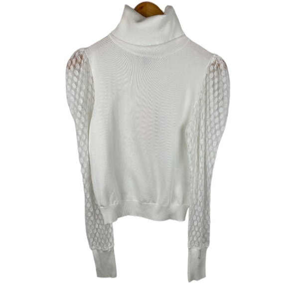 Love Tree White Turtleneck w/puff Lace Sleeves - Picture 1 of 5